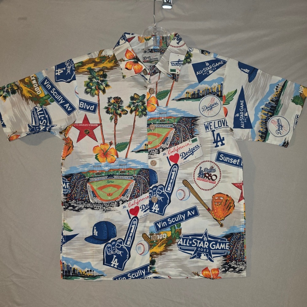 Reyn Spooner LA Dodgers Shirt Size L Boys White 2022 All Star Game Scenic NWT